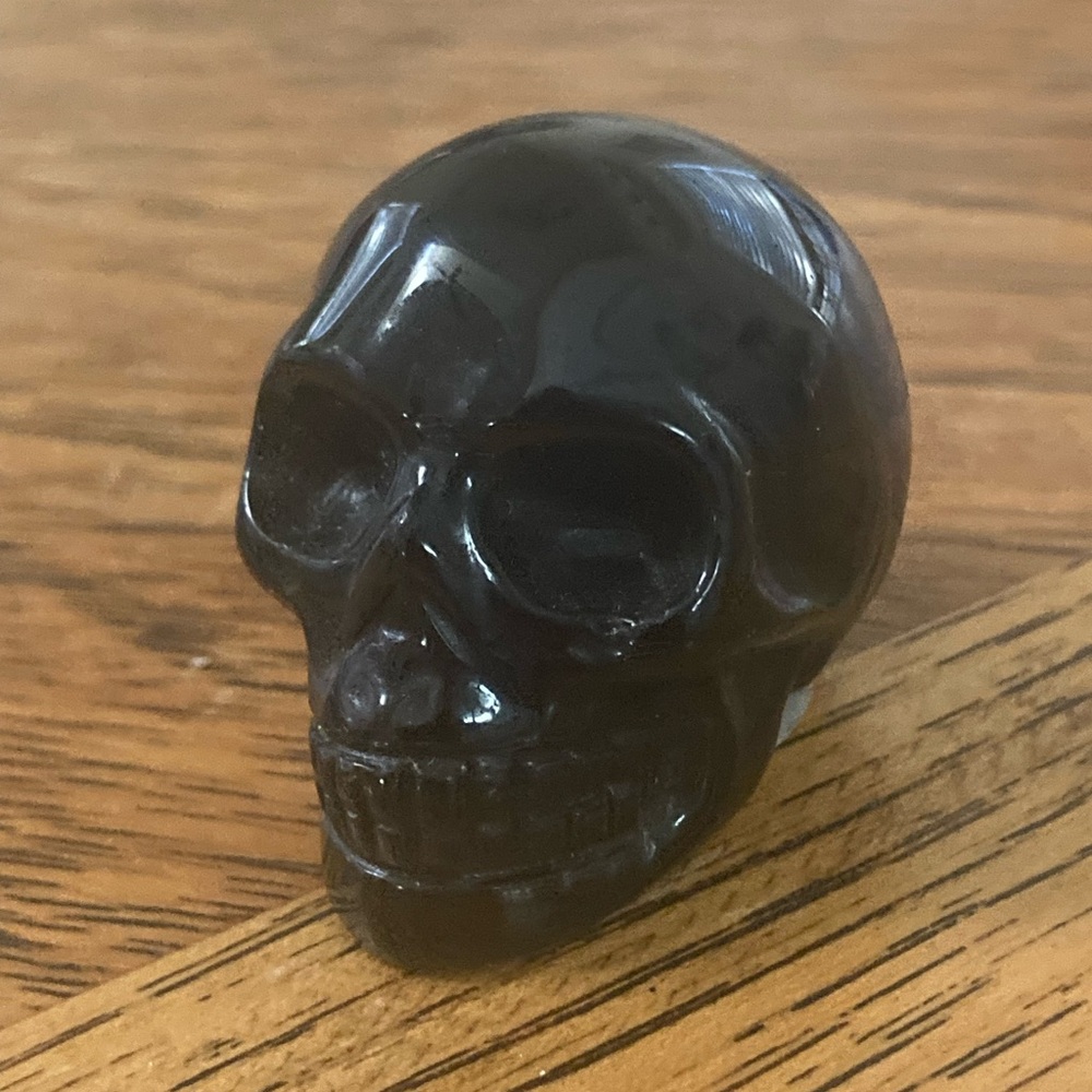 Black onyx polished skull